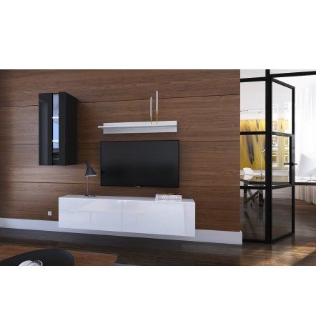 Ensemble meuble TV NEXT 271 AN271-17BW-HG23-1A noir/blanc brillant