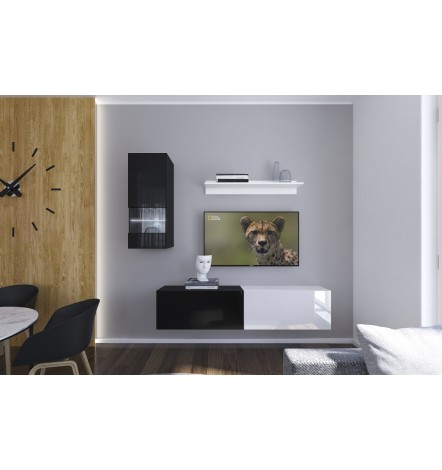 Ensemble meuble TV NEXT 272 AN272-17BW-HG22-1A noir/blanc brillant