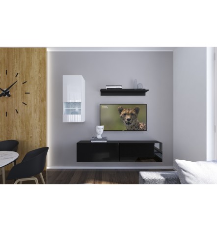 Conjunto mueble TV NEXT 272 AN272-17BW-HG22-1A negro/blanco brillante