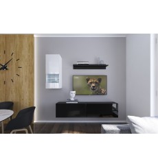 Conjunto mueble TV NEXT 272 AN272-17BW-HG23-1A negro/blanco brillante 193 cm