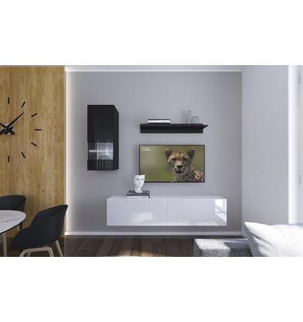 Ensemble meuble TV NEXT 272 AN272-17BW-HG25-1A noir/blanc brillant