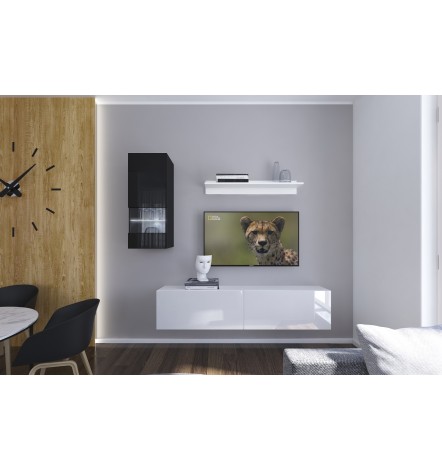 Conjunto mueble TV NEXT 272 AN272-17BW-HG25-1A negro/blanco brillante