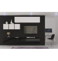 Conjunto mueble TV NEXT 273 AN273-17BW-HG23-1A blanco/negro brillante 249 cm