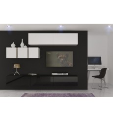 Ensemble meuble TV NEXT 273 AN273-17BW-HG23-1A blanc/noir brillant 249 cm