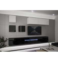 Conjunto mueble TV NEXT 277 AN277-17BW-HG23-1A negro/blanco brillante 257 cm