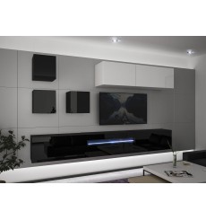 Conjunto mueble TV NEXT 277 AN277-17BW-HG22-1A negro/blanco brillante 257 cm