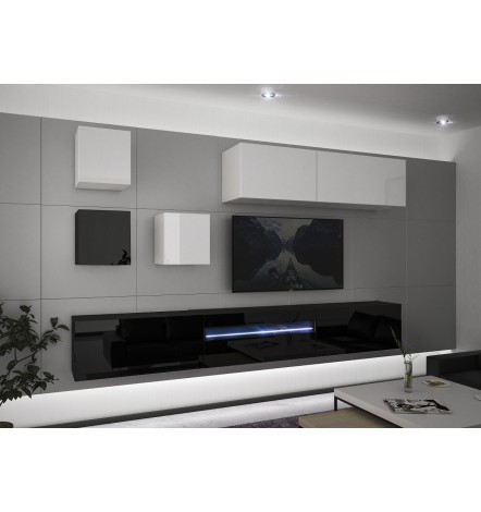 Conjunto mueble TV NEXT 277 AN277-17BW-HG22-1A negro/blanco brillante