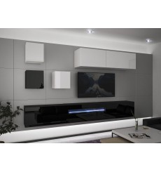 Conjunto mueble TV NEXT 277 AN277-17BW-HG25-1A negro/blanco brillante 257 cm