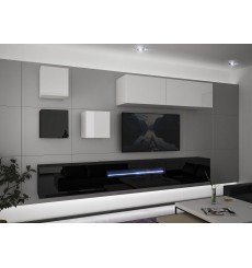 Ensemble meuble TV NEXT 277 AN277-17BW-HG25-1A noir/blanc brillant 257 cm