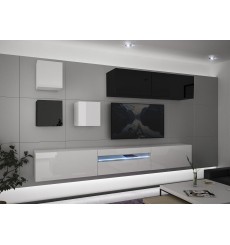 Conjunto mueble TV NEXT 277 AN277-17BW-HG29-1A blanco/negro brillante 257 cm