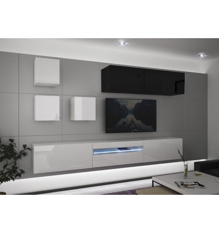 Conjunto mueble TV NEXT 277 AN277-17BW-HG29-1A blanco/negro brillante