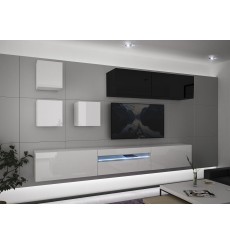 Conjunto mueble TV NEXT 277 AN277-17BW-HG30-1A blanco/negro brillante 257 cm