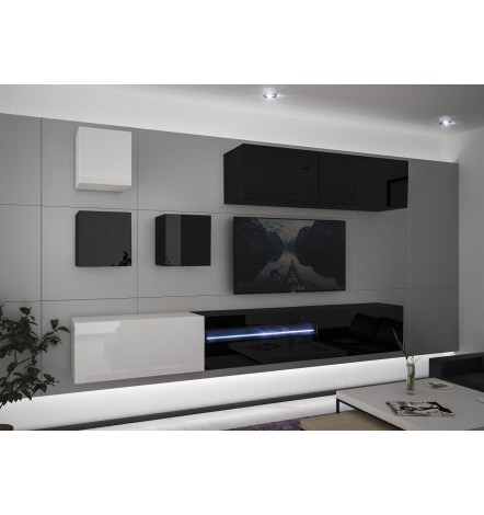 Conjunto mueble TV NEXT 277 AN277-17BW-HG25-1A negro/blanco brillante