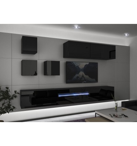 Conjunto mueble TV NEXT 277 AN277-17BW-HG24-1A negro/blanco brillante