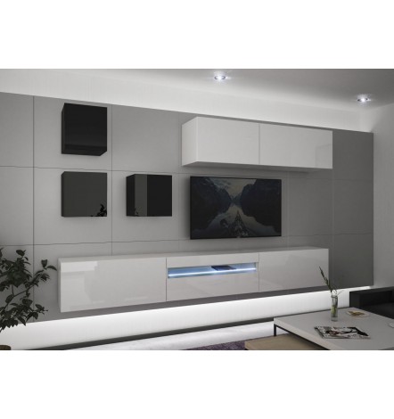 Conjunto mueble TV NEXT 277AN277-17BW-HG27-1A blanco/negro brillante