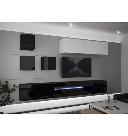 Conjunto mueble TV NEXT 277 AN277-17BW-HG23-1B negro/blanco brillante