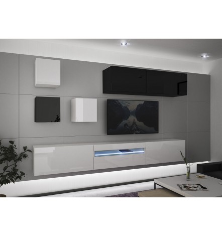 Conjunto mueble TV NEXT 277 AN277-17BW-HG26-1B blanco/negro brillante