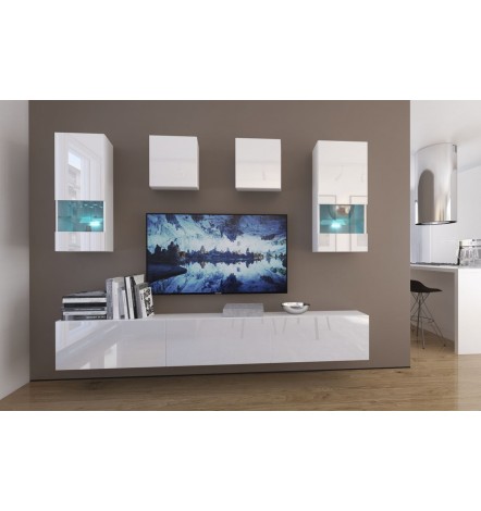 Ensemble meuble TV NEXT 279 AN279-17W-HG21-1A blanc brillant