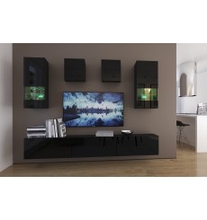 Ensemble meuble TV NEXT 279 AN279-17B-HG20-1A noir brillant 249 cm