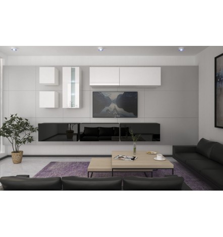 Ensemble meuble TV NEXT 280 AN280-17BW-HG23-1A noir/blanc brillant