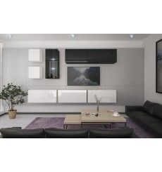 Ensemble meuble TV NEXT 280 AN280-17BW-HG25-1A blanc/noir brillant 260 cm