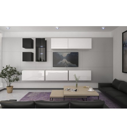 Conjunto mueble TV NEXT 280 AN280-17BW-HG25-1A blanco/negro brillante