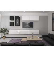 Ensemble meuble TV NEXT 280 AN280-17BW-HG24-1A blanc/noir brillant 260 cm