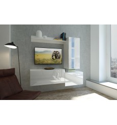 Ensemble meuble TV NEXT 288 AN288-17W-HG21-1B blanc brillant 211 cm