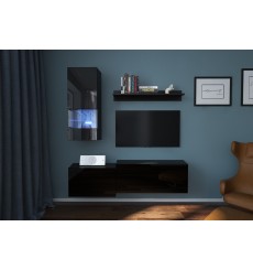 Ensemble meuble TV NEXT 290 AN290-17B-HG20-1A noir brillant 151 cm