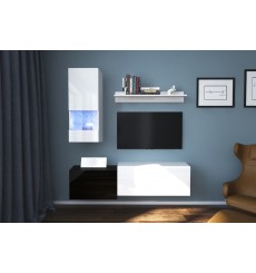 Conjunto mueble TV NEXT 290 AN290-17BW-HG25-1A blanco/negro brillante 151 cm