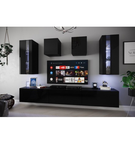 Ensemble meuble TV NEXT 291 AN291-17B-HG20-1A noir brillant