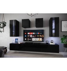 Ensemble meuble TV NEXT 291 AN291-17B-HG20-1A noir brillant 249 cm