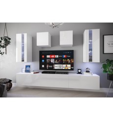 Ensemble meuble TV NEXT 291 AN291-17W-HG21-1A blanc brillant 249 cm