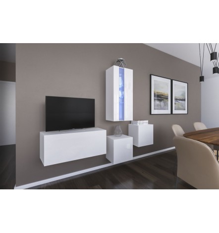 Ensemble meuble TV NEXT 293 AN293-17W-HG25-1A blanc brillant