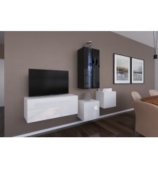 Conjunto mueble TV NEXT 293 AN293-17WB-HG28-1A blanco/negro brillante 197 cm