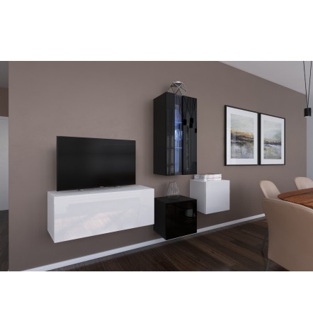 Conjunto mueble TV NEXT 293 AN293-17WB-HG27-1A blanco/negro brillante