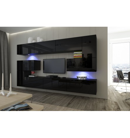 Conjunto mueble TV NEXT 293 AN293-17WB-HG26-1A blanco/negro brillante