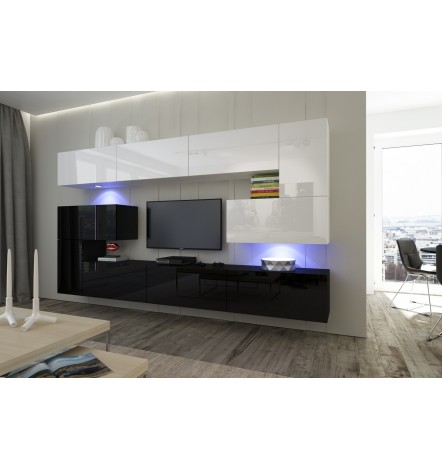 Conjunto mueble TV NEXT 3 AN3-17BW-HG22-1A blanco/negro brillante