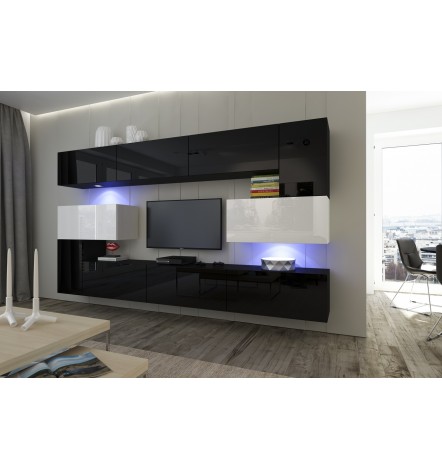 Conjunto mueble TV NEXT 3 AN3-17BW-HG23-1B negro/blanco brillante