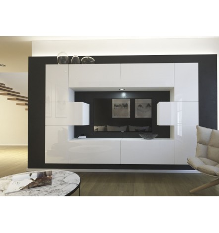 Conjunto mueble TV NEXT 4 AN4-17BW-HG21-1B negro/blanco brillante