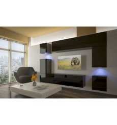 Ensemble meuble TV NEXT 5 AN5-17B-HG20-1A noir brillant 240 cm