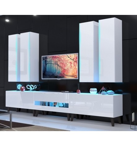 Ensemble meuble TV NEXT 52 AN52-18W-HG2 blanc brillant