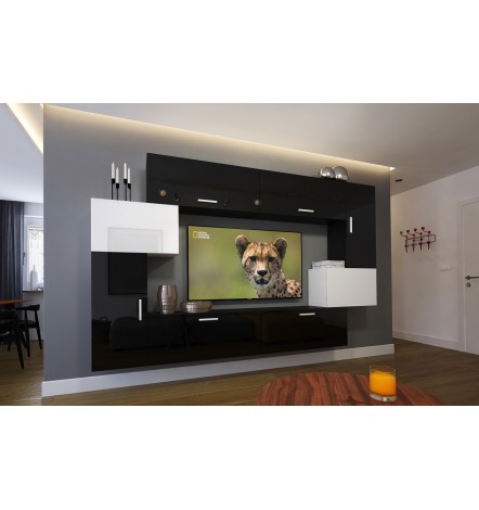 Conjunto mueble TV NEXT 5 AN5-17BW-HG23-1B negro/blanco brillante