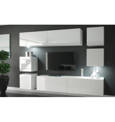 Ensemble meuble TV NEXT 65 AN65-HG-W2 blanc brillant