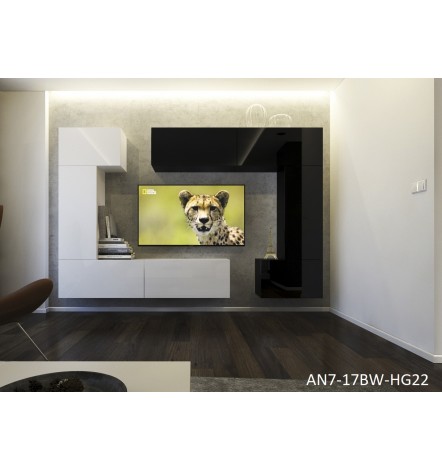 Conjunto mueble TV NEXT 7 AN7-17BW-HG21-1A negro/blanco brillante