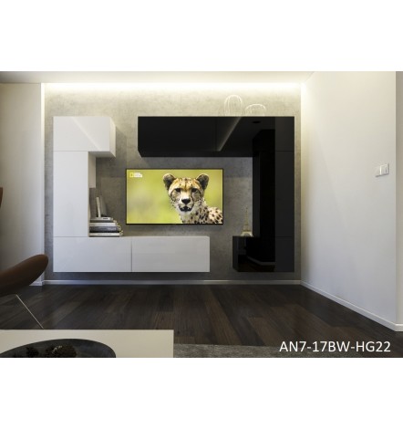 Ensemble meuble TV NEXT 7 AN7-17BW-HG22-1A blanc/noir brillant