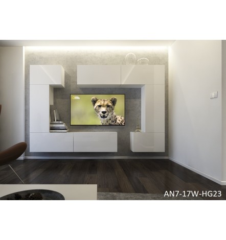 Conjunto mueble TV NEXT 7 AN7-17BW-HG21-1B negro/blanco brillante
