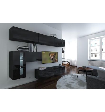 Conjunto mueble TV NEXT 81 AN81-17BW-HG21-1B negro/blanco brillante