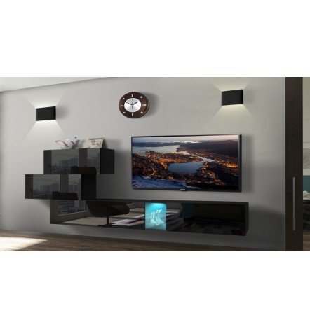 Ensemble meuble TV NEXT 84 AN84-17B-HG20-1B noir brillant