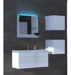 Meuble salle de bain ALIUS 23 - A23-HG-W-2 blanc brillant